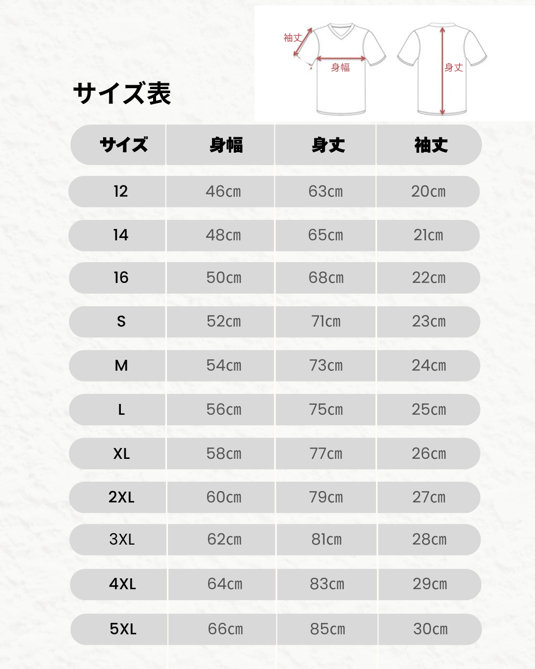 サイズ表